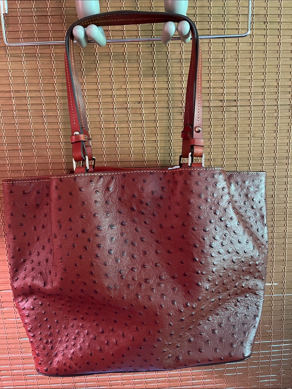 Dooney & Bourke Cognac Ostrich-Embossed Leather Tote